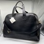Casa Padrino Luxus Echtleder Reisetasche Schwarz / Gold 50 cm - Made in Italy