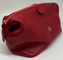 Casa Padrino Luxus Echtleder Kosmetiktasche Rot / Gold 28 cm - Made in Italy