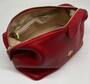 Casa Padrino Luxus Echtleder Kosmetiktasche Rot / Gold 28 cm - Made in Italy