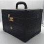 Casa Padrino Luxus Echtleder Schminkkoffer Schwarz / Gold 28 x 16 x H. 16 cm