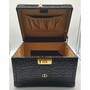 Casa Padrino Luxus Echtleder Schminkkoffer Schwarz / Gold 28 x 16 x H. 16 cm