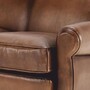 Casa Padrino Luxus Echtleder Sofa Dunkelbraun / Schwarz 140 cm - Leder M�bel