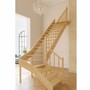 Casa Padrino Luxus Eck-Holztreppe mit Gelnder rechte Seite Naturfarben H. 304 cm