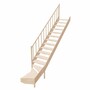 Casa Padrino Luxus Eck-Holztreppe mit Gel�nder linke Seite Naturfarben H. 364 cm
