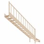 Casa Padrino Luxus Eck-Holztreppe mit Gel�nder linke Seite Naturfarben H. 364 cm