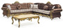 Casa Padrino Luxus Barock Ecksofa Braun / Mehrfarbig / Gold - Prunkvolles Wohnzimmer Sofa mit Glitzersteinen und elegantem Muster - Barock Wohnzimmer M�bel - Edel & Prunkvoll