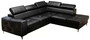 Casa Padrino Luxus Leder Ecksofa Schwarz / Silber 255 x 225 x H. 78-99 cm - Naturleder Wohnzimmer Sofa mit verstellbaren Kopfst�tzen - Wohnzimmer M�bel - Leder M�bel - Luxus M�bel