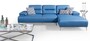 Casa Padrino Luxus Kunstleder Ecksofa Blau / Silber 285 x 182 cm - Wohnzimmer M�bel
