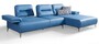 Casa Padrino Luxus Kunstleder Ecksofa Blau / Silber 285 x 182 cm - Wohnzimmer M�bel