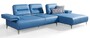 Casa Padrino Luxus Kunstleder Ecksofa Blau / Silber 285 x 182 cm - Wohnzimmer M�bel
