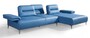 Casa Padrino Luxus Kunstleder Ecksofa Blau / Silber 285 x 182 cm - Wohnzimmer M�bel