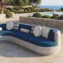 Casa Padrino Luxus Ecksofa Linke Seite Grau / Blau 335 x 281 cm - Modulares Beton Sofa