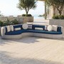 Casa Padrino Luxus Ecksofa Linke Seite Grau / Blau 335 x 281 cm - Modulares Beton Sofa