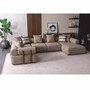 Casa Padrino Luxus Ecksofa Grau / Braun 390 cm - Modulares Wohnzimmer Sofa