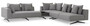 Casa Padrino Luxus Ecksofa Grau / Schwarz 340 x 292 x H. 64 cm - Edles Wohnzimmer Sofa mit Kissen - Luxus M�bel - Luxus Qualit�t 