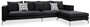 Casa Padrino Luxus Samt Ecksofa Schwarz 320 x 180 x H. 45 cm - Modernes Wohnzimmer Sofa mit verstellbarem Hocker - Wohnzimmer M�bel 