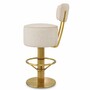 Casa Padrino Luxus Edelstahl Barstuhl Creme / Messing H. 104 cm - Luxus Bar M�bel