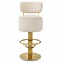Casa Padrino Luxus Edelstahl Barstuhl Creme / Messing H. 104 cm - Luxus Bar M�bel