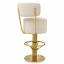 Casa Padrino Luxus Edelstahl Barstuhl Creme / Messing H. 104 cm - Luxus Bar M�bel