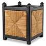 Casa Padrino Luxus Blumentopf Naturfarben / Schwarz H. 80 cm - Quadratischer Pflanzentopf