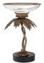 Casa Padrino Luxus Glasschale mit Messing Palmen St�nder und Granitsockel Vintage Messing /Schwarz  33,5 x H. 50,5 cm - Hotel & Restaurant Accessoires