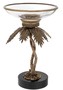 Casa Padrino Luxus Glasschale mit Messing Palmen St�nder und Granitsockel Vintage Messing /Schwarz  33,5 x H. 50,5 cm - Hotel & Restaurant Accessoires