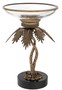 Casa Padrino Luxus Glasschale mit Messing Palmen St�nder und Granitsockel Vintage Messing /Schwarz  33,5 x H. 50,5 cm - Hotel & Restaurant Accessoires