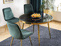 Casa Padrino Luxus Esstisch Schwarz / Gold  100 x H. 75 cm - Runder Esszimmertisch mit Glasplatte in Marmoroptik - Esszimmer M�bel - K�chen M�bel
