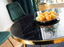 Casa Padrino Luxus Esstisch Schwarz / Gold  100 x H. 75 cm - Runder Esszimmertisch mit Glasplatte in Marmoroptik - Esszimmer M�bel - K�chen M�bel