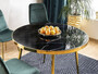 Casa Padrino Luxus Esstisch Schwarz / Gold  100 x H. 75 cm - Runder Esszimmertisch mit Glasplatte in Marmoroptik - Esszimmer M�bel - K�chen M�bel