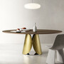 Casa Padrino Luxus Esstisch Braun / Gold / Silber 200 cm - Made in Italy
