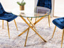 Casa Padrino Luxus Esstisch Gold  90 x H. 71 cm - Runder Esszimmertisch mit geh�rteter Glasplatte - Esszimmer M�bel - K�chen M�bel