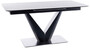 Casa Padrino Luxus Esstisch mit geh�rteter Glaskeramik Tischplatte in Marmoroptik Wei� / Matt Schwarz / Silber 160-220 x 90 x H. 76 cm - Ausziehbarer K�chentisch - Esszimmer M�bel - Luxus M�bel