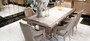 Casa Padrino Luxus Esszimmer Set Wei� / Grau / Gold - 1 Luxus Esstisch & 6 Luxus Esszimmerst�hle - Luxus Esszimmer M�bel