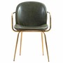 Casa Padrino Luxus Kunstleder Esszimmer Stuhl 6er Set mit Armlehnen Gr�n / Gold H. 84 cm