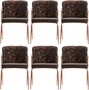 Casa Padrino Luxus Esszimmer Stuhl 6er Set mit Armlehnen Grau / Braun / Schwarz / Kupfer