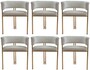 Casa Padrino Luxus Esszimmer Stuhl 6er Set mit Armlehnen Grau / Gold H. 74 cm