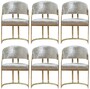 Casa Padrino Luxus Esszimmer Stuhl 6er Set mit Armlehnen Silber / Gold H. 88 cm