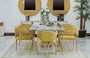 Casa Padrino Luxus Esszimmer Stuhl Set mit Armlehnen Gelb / Gold 60 x 59,8 x H. 80 cm - K�chen St�hle 8er Set - Esszimmer M�bel - Restaurant M�bel - Luxus M�bel - Luxus Einrichtung