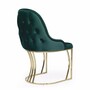 Casa Padrino Luxus Chesterfield Samt Esszimmer Stuhl mit Armlehnen Grn / Gold - Esszimmer Mbel
