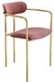 Casa Padrino Luxus Esszimmerst�hle mit Armlehnen Rosa / Gold 53 x 50 x H. 74 cm - K�chenst�hle mit edlem Samtstoff - Esszimmer Set - Esszimmer M�bel