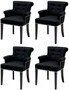 Casa Padrino Luxus Esszimmerstuhl 4er Set Schwarz - Massivholz K�chenst�hle mit Armlehnen und edlem Samtstoff - Luxus Esszimmer & Restaurant M�bel