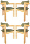 Casa Padrino Luxus Esszimmerstuhl 4er Set mit Armlehnen Gr�n / Naturfarben 56 x 54 x H. 82 cm - Esszimmer M�bel - Restaurant M�bel - Massivholz M�bel - Luxus M�bel