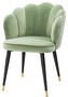 Casa Padrino Luxus Samt Esszimmerstuhl mit Armlehnen Pistaziengr�n / Schwarz / Gold 60 x 63 x H. 83 cm - K�chenstuhl im Muschelschalen Design 