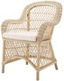 Casa Padrino Luxus Rattan Esszimmerstuhl mit Armlehnen und Kissen Naturfarben / Cremefarben 63 x 68 x H. 88 cm - Esszimmerm�bel