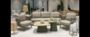 Casa Padrino Luxus Garten Lounge Set Honigfarben 5-teilig 222 x 85 x H. 69 cm - Wetterfest und hochwertig verarbeitet - Moderne Garten M�bel - Luxus Qualit�t 