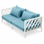 Casa Padrino Luxus Garten Sofa Wei� / Hellblau 186 cm - Outdoor Garten M�bel