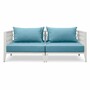 Casa Padrino Luxus Garten Sofa Wei� / Hellblau 186 cm - Outdoor Garten M�bel