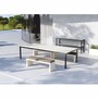 Casa Padrino Luxus Gartenbank Dunkelgrau / Matt Wei� 150 cm - Outdoor Garten Sitzbank