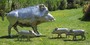 Casa Padrino Luxus Gartendeko Skulpturen Wildschwein mit 3 Frischlingen Silber - Edelstahl Gartendeko Figuren - Wetterbest�ndige Gartenfiguren